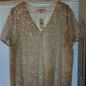 LOFT Shimmering Gold Sequin Blouse